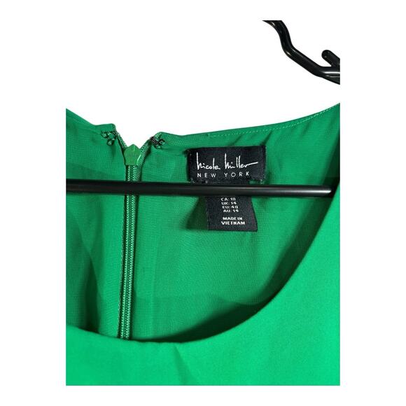 Nicole Miller NY Womens 8 New Green Dress Cap Sleeves Empire Waist Zip Flowy - Picture 3 of 3